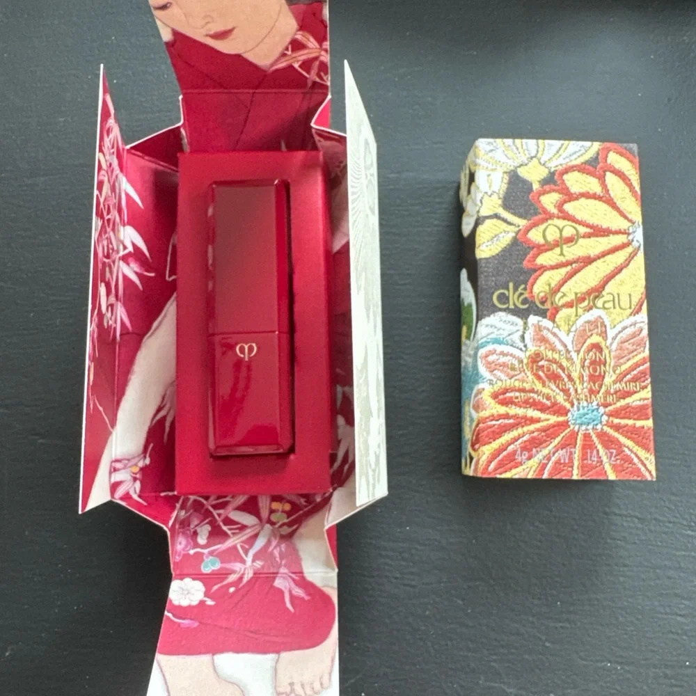 Vibrant Red Satin Lipstick in Elegant Packaging